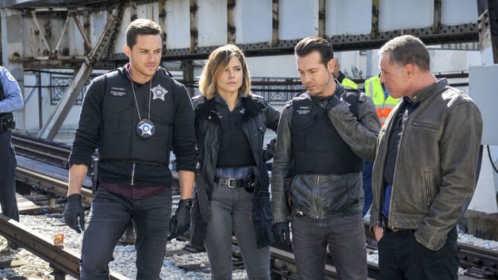 CHICAGO P.D. — “A Dead Kid, A Notebook, and a Lot of Maybes” Episode 307 — Pictured: (l-r) Jesse Lee Soffer as Jay Halstead, Jon Seda as Antonio Dawson, Sophia Bush as Erin Lindsay, Jason Beghe as Hank Voight — (Photo by: Matt Dinerstein/NBC)