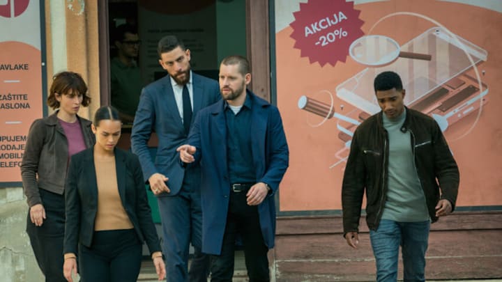 "Pilot" -- Special Agent Scott Forrester and his Budapest-based FBI fly team head to Croatia, after Isobel Castille (Alana De La Garza, FBI) enlists their help to capture an American fugitive who escaped to Zagreb with a 14-year-old girl. OA (Zeeko Zaki, FBI) continues with the mission overseas, intent on bringing the fugitive to justice, while Europol agent Katrin Jaeger attempts to help the team secure the necessary support and access from the less-than-cooperative local authorities, in the conclusion of a special three-part crossover event, and the series premiere of FBI: INTERNATIONAL, at a special time, Tuesday, Sept. 21 (10:00-11:00 PM, ET/PT) on the CBS Television Network, and available to stream live and on demand on Paramount+. FBI: INTERNATIONAL moves to its regular 9:00-10:00 PM, ET/PT time slot on Tuesday, Sept. 28. Pictured (L-R) Heida Reed as Special Agent Jamie Kellett, Vinessa Vidotto as Special Agent Cameron Vo, Zeeko Zaki as Special Agent Omar Adom 'OA' Zidan, Luke Kleintank as Special Agent Scott Forrester and Carter Redwood as Special Agent Andre Raines Photo: Katalin Vermes CBS2021 CBS Broadcasting Inc. All Rights Reserved.