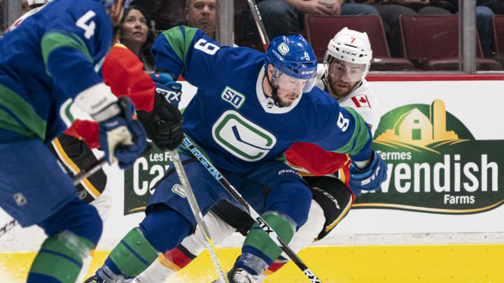 J.T. Miller #9 of the Vancouver Canucks (Photo by Rich Lam/Getty Images)