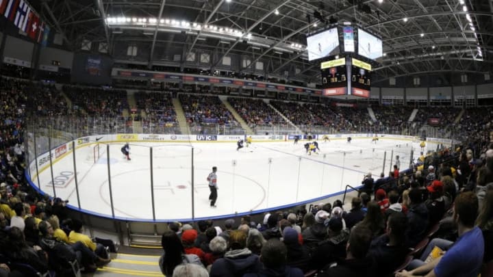 VICTORIA , BC - DECEMBER 29: A general view of the United States versus Sweden at the IIHF World Junior Championships at the Save-on-Foods Memorial Centre on December 29, 2018 in Victoria, British Columbia, Canada. (Photo by Kevin Light/Getty Images)