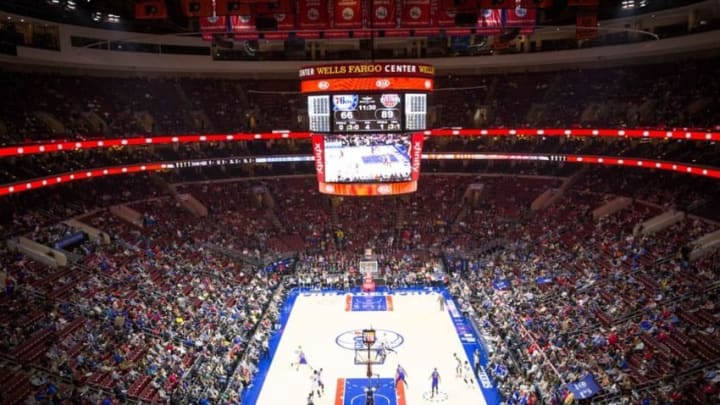 Dec 11, 2015; Philadelphia, PA, USA; General view of the Wells Fargo Center during a game between the Philadelphia 76ers and the Detroit Pistons. The Pistons won107-95. Mandatory Credit: Bill Streicher-USA TODAY Sports