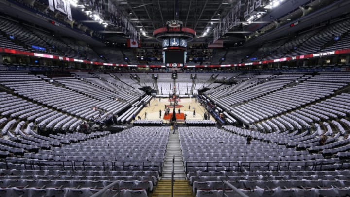 TORONTO, ON - APRIL 22: A general view of the Air Canada Centre prior to play between the Brooklyn Nets and the Toronto Raptors in Game Two of the NBA Eastern Conference Quarterfinals on April 22, 2014 in Toronto, Ontario, Canada. NOTE TO USER: user expressly acknowledges and agrees that, by downloading and/or using this photograph, user is consenting to the terms and conditions of the Getty Images License Agreement. (Photo by Claus Andersen/Getty Images)