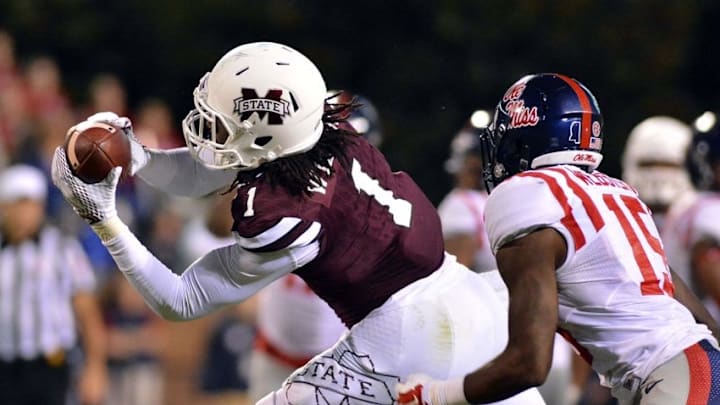 Nov 28, 2015; Starkville, MS, USA; Mississippi State Bulldogs wide receiver De