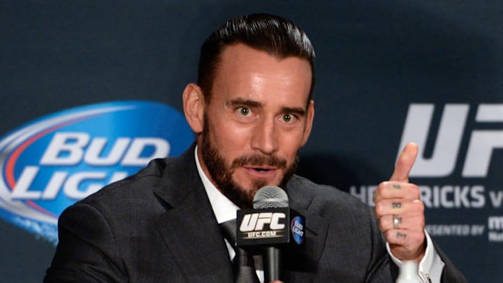 LAS VEGAS, NEVADA - DECEMBER 6: Phil 'CM Punk' Brooks speaks to the media during the UFC 181 post fight press conference inside the Mandalay Bay Events Center on December 6, 2014 in Las Vegas, Nevada. (Photo by Jeff Bottari/Zuffa LLC/Zuffa LLC via Getty Images)