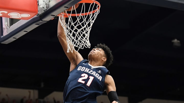 MORAGA, CA – MARCH 02: Rui Hachimura #21 of the Gonzaga Bulldogs slam dunks against the Saint Mary’s Gaels during the first half of an NCAA college basketball game at McKeon Pavilion on March 2, 2019 in Moraga, California. (Photo by Thearon W. Henderson/Getty Images)