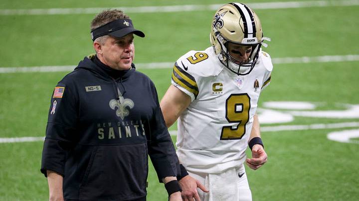 Sean Payton, Drew Brees, New Orleans Saints. (Photo by Chris Graythen/Getty Images)