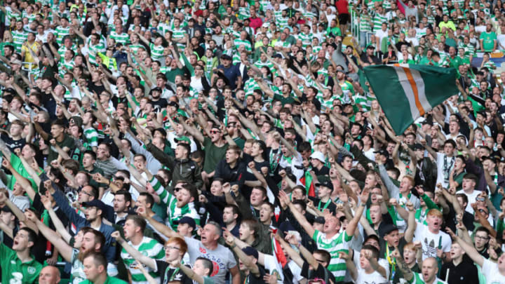 GLASGOW, SCOTLAND - AUGUST 17: Celtic Green Brigade fans during the UEFA Champions League, Qualifying Play-Off 1st Leg between Celtic and Hapoel Be'er Sheva at Celtic Park on August 17, 2016 in Glasgow, Scotland. (Photo by Steve Welsh/Getty Images)