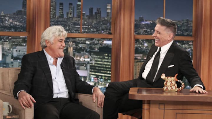 LOS ANGELES - DECEMBER 19: Craig Ferguson interviews Jay Leno on his final episode as host of THE LATE LATE SHOW with CRAIG FERGUSON, Friday, December 19 (12:37 -- 1:37 AM, ET/PT) on the CBS Television Network. (Photo by Sonja Flemming/CBS via Getty Images)