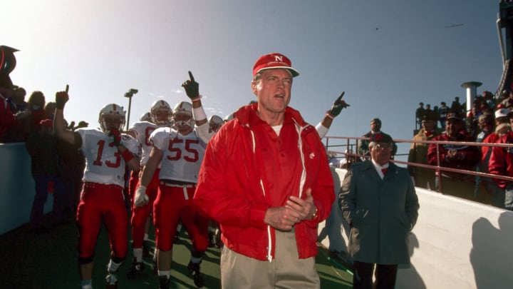 Nov 1992; Norman, OK, USA; FILE PHOTO; Nebraska Cornhuskers head coach Tom Osborne Mandatory Credit: Photo By USA TODAY Sports