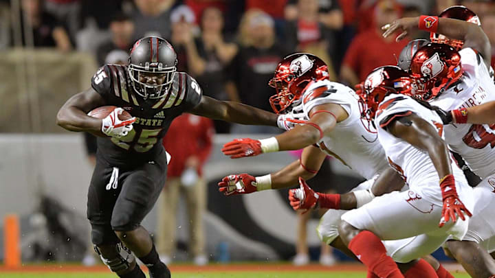 RALEIGH, NC – OCTOBER 05: Reggie Gallaspy II #25 of the North Carolina State Wolfpack runs against the Louisville Cardinals during the game at Carter Finley Stadium on October 5, 2017 in Raleigh, North Carolina. North Carolina State won 39-25. (Photo by Grant Halverson/Getty Images)