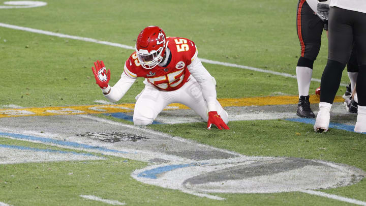 Kansas City Chiefs defensive end Frank Clark (55) – Mandatory Credit: Kim Klement-USA TODAY Sports