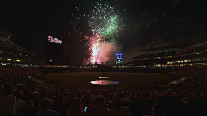 PHILADELPHIA, PA - JULY 07: Fans watch the fireworks after the San Diego Padres beat the Philadelphia Phillies 4-3 at Citizens Bank Park on July 7, 2017 in Philadelphia, Pennsylvania. (Photo by Drew Hallowell/Getty Images)