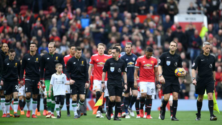 MANCHESTER, ENGLAND - MARCH 10: The teams arrive for the Premier League match between Manchester United and Liverpool at Old Trafford on March 10, 2018 in Manchester, England. (Photo by Laurence Griffiths/Getty Images)