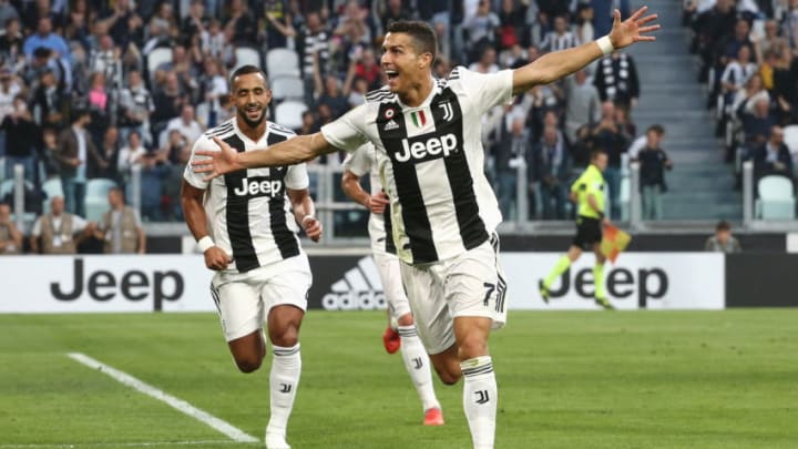 Cristiano Ronaldo (Juventus FC) celebrates after scoring during the Serie A football match between Juventus FC and Genoa CFC at Allianz Stadium on October 20, 2018 in Turin, Italy.Final results: 1-1. (Photo by Massimiliano Ferraro/NurPhoto via Getty Images)