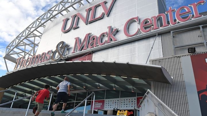 Jul 8, 2016; Las Vegas, NV, USA; The Thomas & Mack Center is shown on the opening day of the 2016 NBA Summer League. Mandatory Credit: Stephen R. Sylvanie-USA TODAY Sports