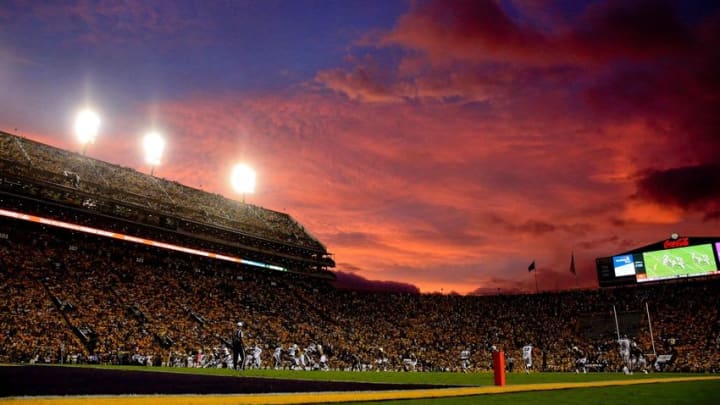 Sep 17, 2016; Baton Rouge, LA, USA; A general view at sunset during the second quarter of a game between the LSU Tigers and the Mississippi State Bulldogs at Tiger Stadium. Mandatory Credit: Derick E. Hingle-USA TODAY Sports