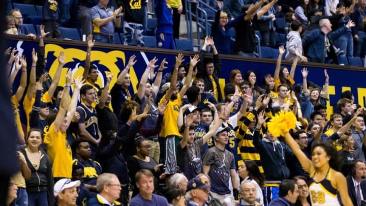 Dec 3, 2016; Berkeley, CA, USA; California Golden Bears fans cheer during the game against the Alcorn State Braves in the second period at Haas Pavilion. Cal won 83-59. Mandatory Credit: John Hefti-USA TODAY Sports