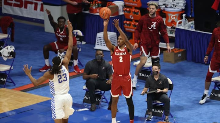 LEXINGTON, KENTUCKY - JANUARY 12: Jordan Bruner #2 of the Alabama Crimson Tide shoots the ball against the Kentucky Wildcats at Rupp Arena on January 12, 2021 in Lexington, Kentucky. (Photo by Andy Lyons/Getty Images) LEXINGTON, KENTUCKY - JANUARY 12: Jordan Bruner #2 of the Alabama Crimson Tide shoots the ball against the Kentucky Wildcats at Rupp Arena on January 12, 2021 in Lexington, Kentucky. (Photo by Andy Lyons/Getty Images)