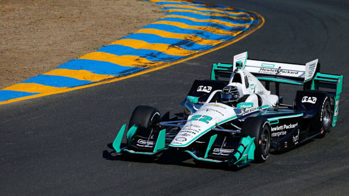 SONOMA, CA - SEPTEMBER 16: Simon Pagenaud of France drives his #22 Team Penske Hewlett Packard Chevrolet Dallara (Photo by Jonathan Ferrey/Getty Images)