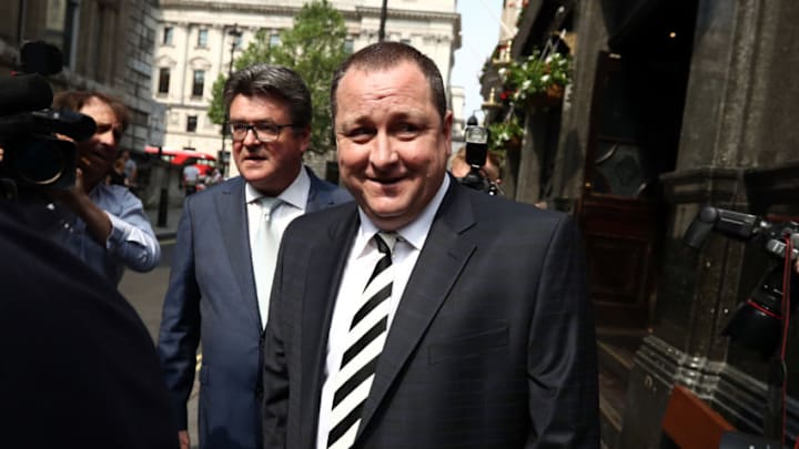 LONDON, ENGLAND - JUNE 07: Sports Direct International founder Mike Ashley leaves the Red Lion pub in Westminster to attend a select committee hearing at Portcullis house on June 7, 2016 in London, England. Mike Ashley is to face the Business, Innovations and Skills Parliamentary Select Committee on working practices at his Sports Direct Shirebrook Warehouse in Derbyshire. In a letter to his staff he admitted that the centre needed 'improvements' after investigations found that staff had been paid less than the minimum wage and ambulances had been called to the complex 76 times in two years as staff were 'too scared' to call in sick. (Photo by Carl Court/Getty Images)