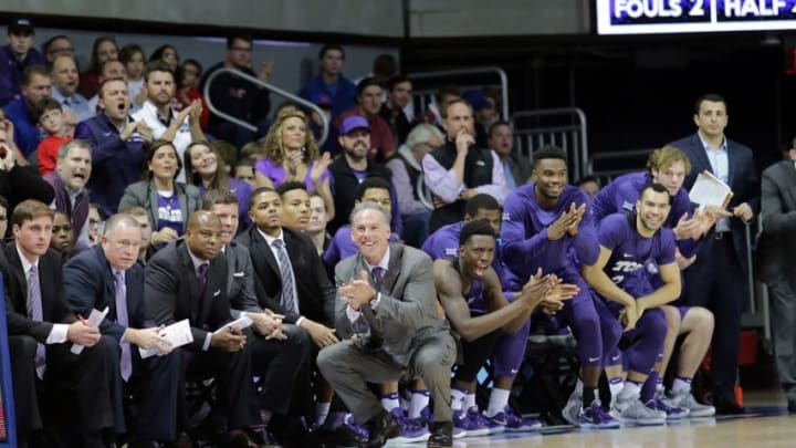 TCU Horned Frogs and head coach Jamie Dixon react after a play during the second half -Mandatory Credit: Sean Pokorny-USA TODAY Sports