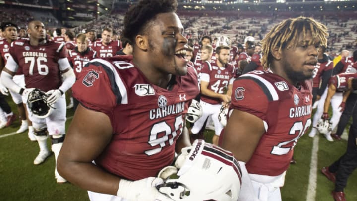 Members of the South Carolina Gamecocks celebrate. (Photo by Michael Chang/Getty Images)