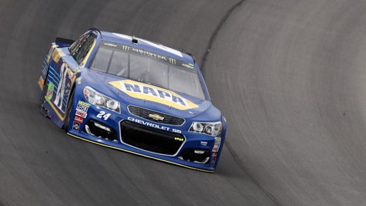 BROOKLYN, MI - AUGUST 11: Chase Elliott, driver of the #24 NAPA Chevrolet, practices for the Monster Energy NASCAR Cup Series Pure Michigan 400 at Michigan International Speedway on August 11, 2017 in Brooklyn, Michigan. (Photo by Gregory Shamus/Getty Images)