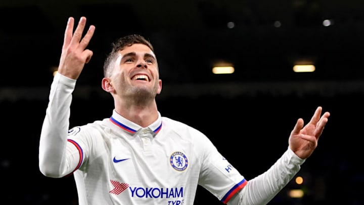 Chelsea's Christian Pulisic celebrates scoring his side's third goal of the game during the Premier League match at Turf Moor, Burnley. (Photo by Anthony Devlin/PA Images via Getty Images)