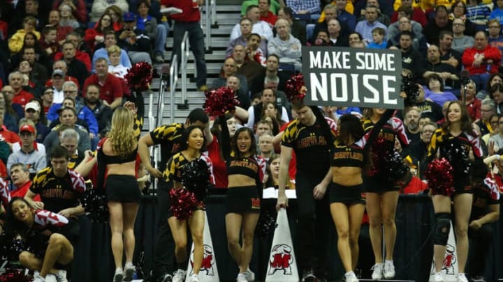 COLUMBUS, OH - MARCH 20: Cheerleaders for the Maryland Terrapins cheer on their team during the second round of the 2015 NCAA Men's Basketball Tournament at Nationwide Arena on March 20, 2015 in Columbus, Ohio. (Photo by Kirk Irwin/Getty Images)