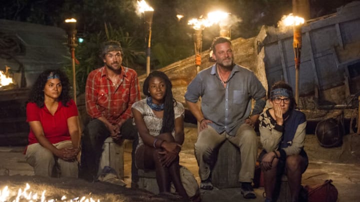 "Dirty Deed" - Sandra Diaz-Twine, James "J.T" Thomas, Michaela Bradshaw, Jeff Varner and Aubry Bracco at Tribal Council on the fifth episode of SURVIVOR: Game Changers, airing Wednesday, March 29 (8:00-9:00 PM, ET/PT) on the CBS Television Network. Photo: Jeffrey Neira/CBS Entertainment ÃÂ©2017 CBS Broadcasting, Inc. All Rights Reserved.