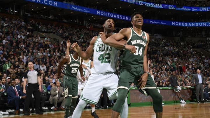 FanDuel, NBA Playoffs 2018: 5 most interesting player matchups - Photo Credit: BOSTON, MA - December 4: Giannis Antetokounmpo #34 of the Milwaukee Bucks and Al Horford #42 of the Boston Celtics await the ball on December 4, 2017 at the TD Garden in Boston, Massachusetts. NOTE TO USER: User expressly acknowledges and agrees that, by downloading and or using this photograph, User is consenting to the terms and conditions of the Getty Images License Agreement. Mandatory Copyright Notice: Copyright 2017 NBAE (Photo by Brian Babineau/NBAE via Getty Images)