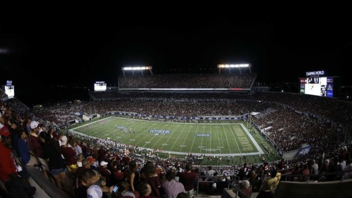 Sep 5, 2016; Orlando, FL, USA; A general view of Camping World Stadium during the second half between the Mississippi Rebels and Florida State Seminoles at Camping World Stadium. Florida State Seminoles defeated the Mississippi Rebels 45-34. Mandatory Credit: Kim Klement-USA TODAY Sports