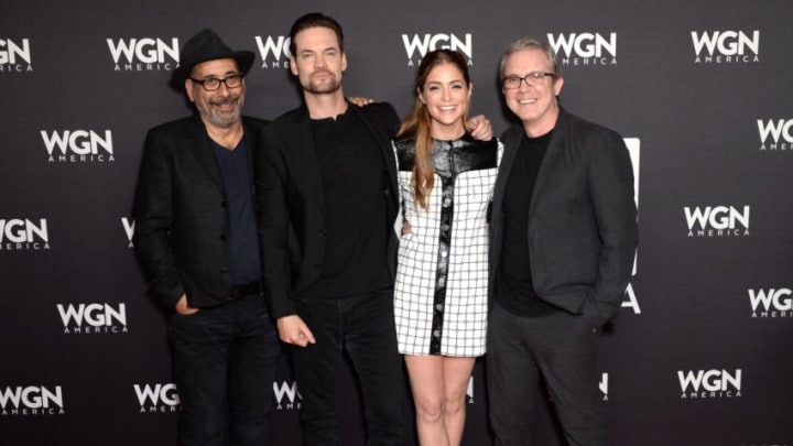 NEW YORK, NY - OCTOBER 08: Adam Simon, Shane West, Janet Montgomery, and Brannon Braga attend WGN America's cocktail reception for 'Salem,' 'Outsiders,' and 'Underground' during New York Comic Con 2016 at The Standard Highline on October 8, 2016 in New York City. (Photo by Andrew Toth/Getty Images for WGN America)