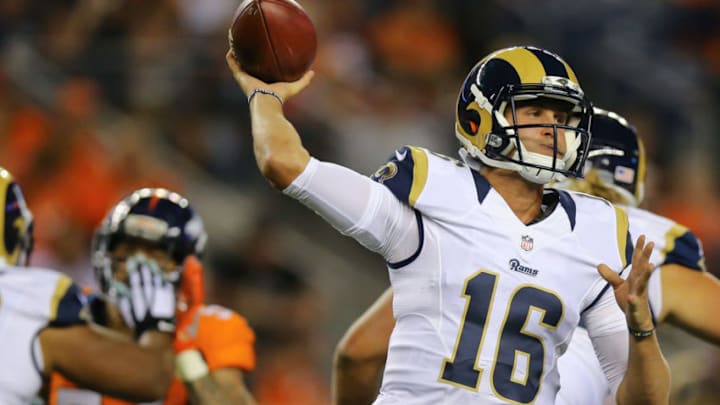 DENVER, CO - AUGUST 27: Quarterback Jared Goff #16 of the Los Angeles Rams (Photo by Justin Edmonds/Getty Images)