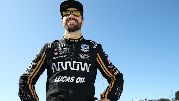 MONTEREY, CALIFORNIA - SEPTEMBER 20: James Hinchcliffe #5 of United States and Arrow Schmidt Peterson Motorsports Honda prepares to drive during practice for the NTT IndyCar Series Firestone Grand Prix of Monterey at WeatherTech Raceway Laguna Seca on September 20, 2019 in Monterey, California. (Photo by Chris Graythen/Getty Images)