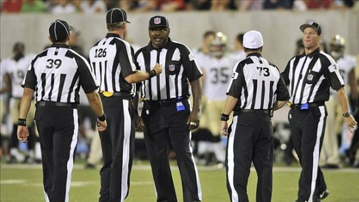 This NFL season won't be without it's fair share of replacement ref hicups. And we had our first major gaff last night in Arizona -- no wait it was Atlanta. Right? (Mandatory Credit: David Richard-US PRESSWIRE) This NFL season won't be without it's fair share of replacement ref hicups. And we had our first major gaff last night in Arizona -- no wait it was Atlanta. Right? (Mandatory Credit: David Richard-US PRESSWIRE)