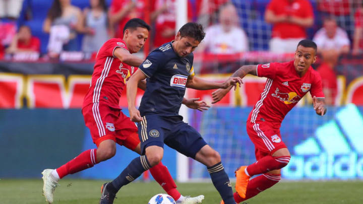 HARRISON, NJ - MAY 26: Philadelphia Union midfielder Alejandro Bedoya (11) controls the ball during the first half of the Major League Soccer Game between the New York Red Bulls and the Philadelphia Union on May 26, 2018, at Red Bull Arena in Harrison, NJ. (Photo by Rich Graessle/Icon Sportswire via Getty Images)