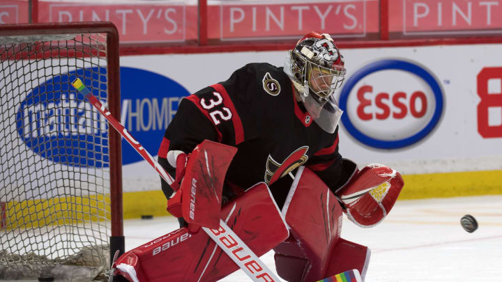 Ottawa Senators goalie Filip Gustavsson (32) Mandatory Credit: Marc DesRosiers-USA TODAY Sports