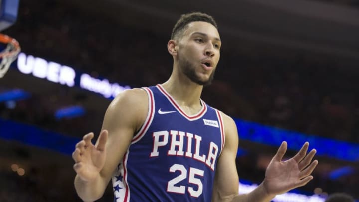 PHILADELPHIA, PA - NOVEMBER 3: Ben Simmons #25 of the Philadelphia 76ers reacts against the Indiana Pacers at the Wells Fargo Center on November 3, 2017 in Philadelphia, Pennsylvania. (Photo by Mitchell Leff/Getty Images)