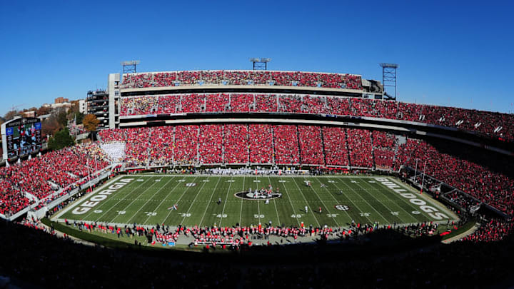 ATHENS, GA - NOVEMBER 29: A general view of Sanford Stadium during the game between the Georgia Bulldogs and the Georgia Tech Yellow Jackets on November 29, 2014 in Athens, Georgia. (Photo by Scott Cunningham/Getty Images)