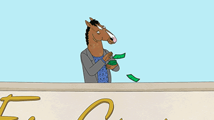 Image result for bojack horseman gifs money