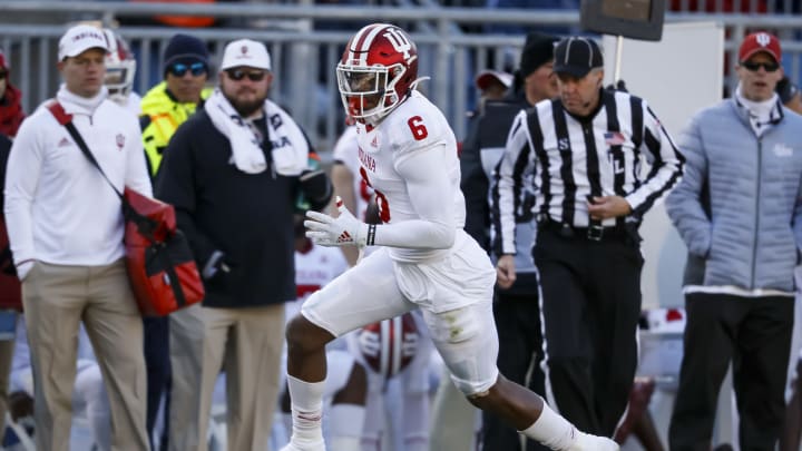 STATE COLLEGE, PA – NOVEMBER 16: Donavan Hale #6 of the Indiana Hoosiers carries the ball against the Penn State Nittany Lions during the second half at Beaver Stadium on November 16, 2019 in State College, Pennsylvania. (Photo by Scott Taetsch/Getty Images)