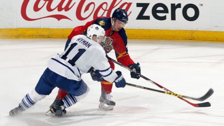 Toronto Maple Leafs - Zach Hyman (#11) Greg McKegg (#41) (Photo by Eliot J. Schechter/NHLI via Getty Images)