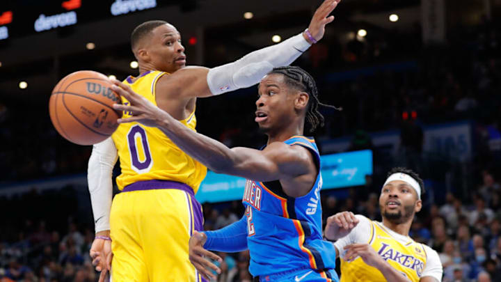 Westbrook (0). Oklahoma City won 123-115. Mandatory Credit: Alonzo Adams-USA TODAY Sports Westbrook (0). Oklahoma City won 123-115. Mandatory Credit: Alonzo Adams-USA TODAY Sports