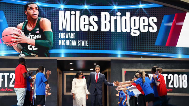 NEW YORK, NY – JUNE 21: Miles Bridges is introduced before the 2018 NBA Draft at the Barclays Center on June 21, 2018 in the Brooklyn borough of New York City. NOTE TO USER: User expressly acknowledges and agrees that, by downloading and or using this photograph, User is consenting to the terms and conditions of the Getty Images License Agreement. (Photo by Mike Lawrie/Getty Images)