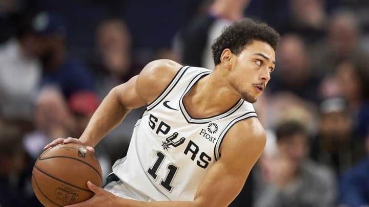 MINNEAPOLIS, MN – NOVEMBER 28: Bryn Forbes #11 of the San Antonio Spurs has the ball against the Minnesota Timberwolves during the game on November 28, 2018 at the Target Center in Minneapolis, Minnesota. (Photo by Hannah Foslien/Getty Images)