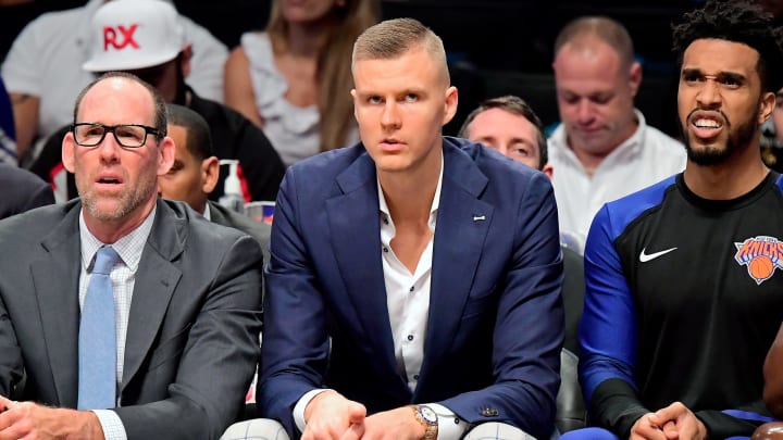 NEW YORK, NY – OCTOBER 03: Kristaps Porzingis #6 of the New York Knicks  (Photo by Steven Ryan/Getty Images)