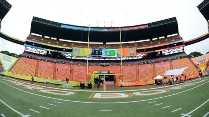January 26, 2014; Honolulu, HI, USA; General view of Aloha Stadium before the 2014 Pro Bowl. Mandatory Credit: Kyle Terada-USA TODAY Sports