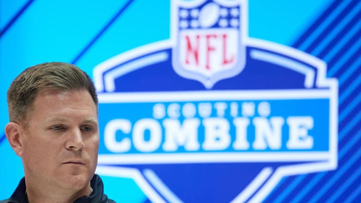 INDIANAPOLIS, IN - FEBRUARY 28: Green Bay Packers general manager Brian Gutekunst, answers questions from the media during the NFL Scouting Combine on February 28, 2018 at Lucas Oil Stadium in Indianapolis, IN. (Photo by Robin Alam/Icon Sportswire via Getty Images) INDIANAPOLIS, IN - FEBRUARY 28: Green Bay Packers general manager Brian Gutekunst, answers questions from the media during the NFL Scouting Combine on February 28, 2018 at Lucas Oil Stadium in Indianapolis, IN. (Photo by Robin Alam/Icon Sportswire via Getty Images)