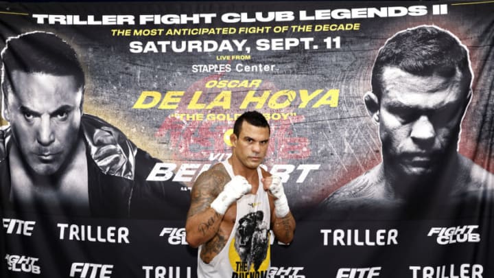 BOCA RATON, FLORIDA - AUGUST 26: Vitor Belfort poses for a photo in advance of his September 11th fight against Oscar De La Hoya after his media workout at Boca Pal Boxing Gym on August 26, 2021 in Boca Raton, Florida. (Photo by Michael Reaves/Getty Images)